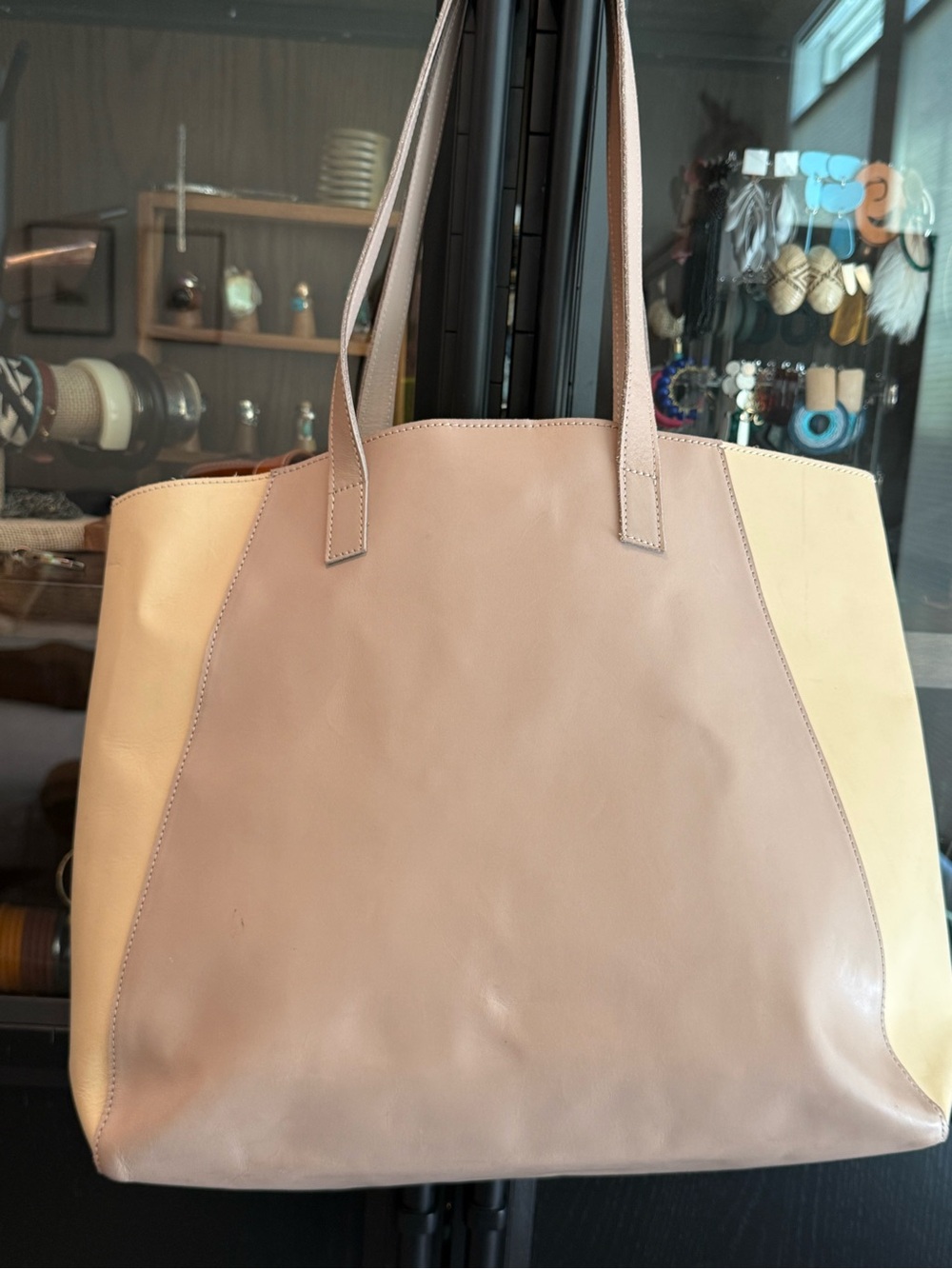 Able leather two-toned tote